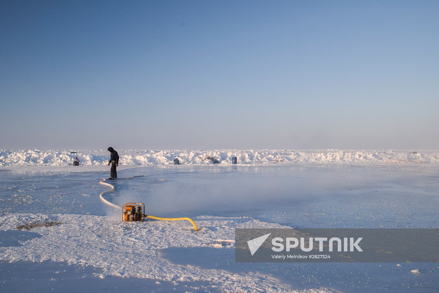 Barneo drift ice camp in Arctic