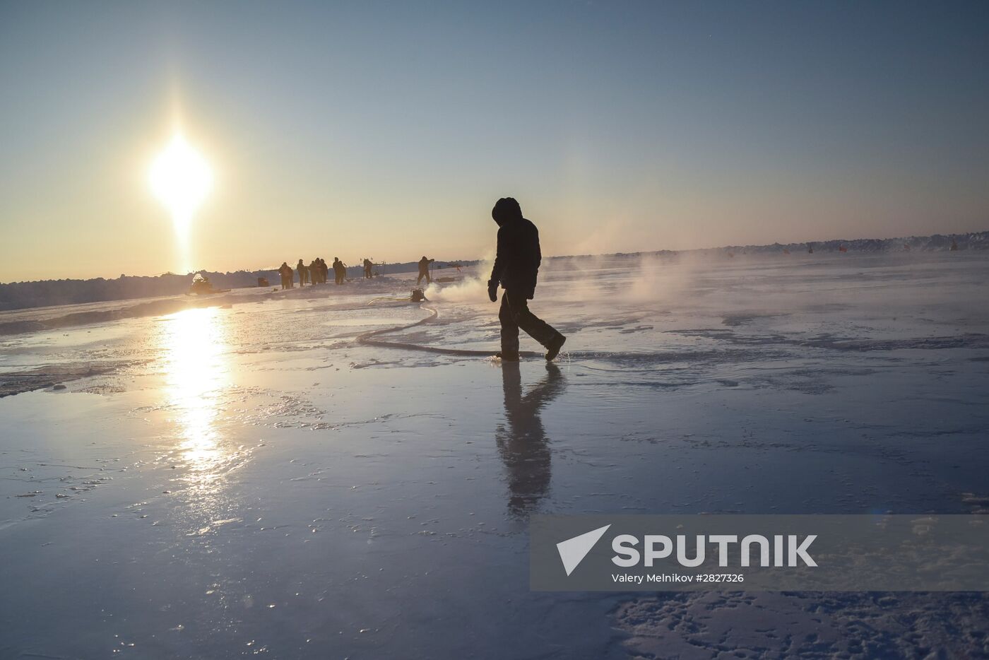 Barneo drift ice camp in Arctic
