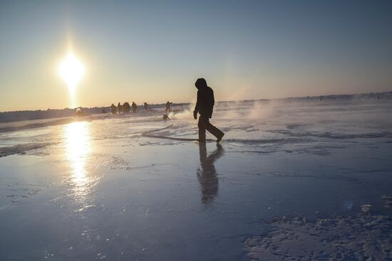Barneo drift ice camp in Arctic
