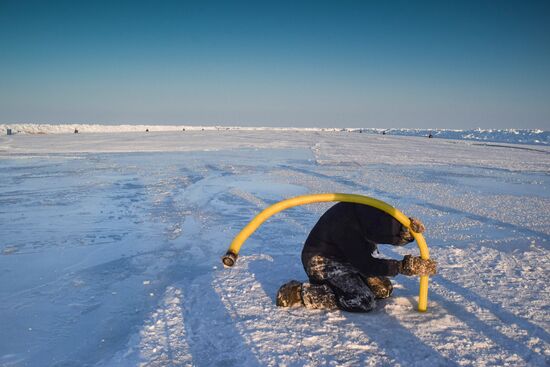 Barneo drift ice camp in Arctic