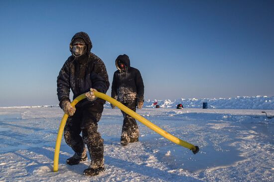Barneo drift ice camp in Arctic