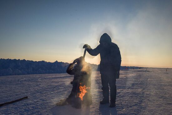 Barneo drift ice camp in Arctic