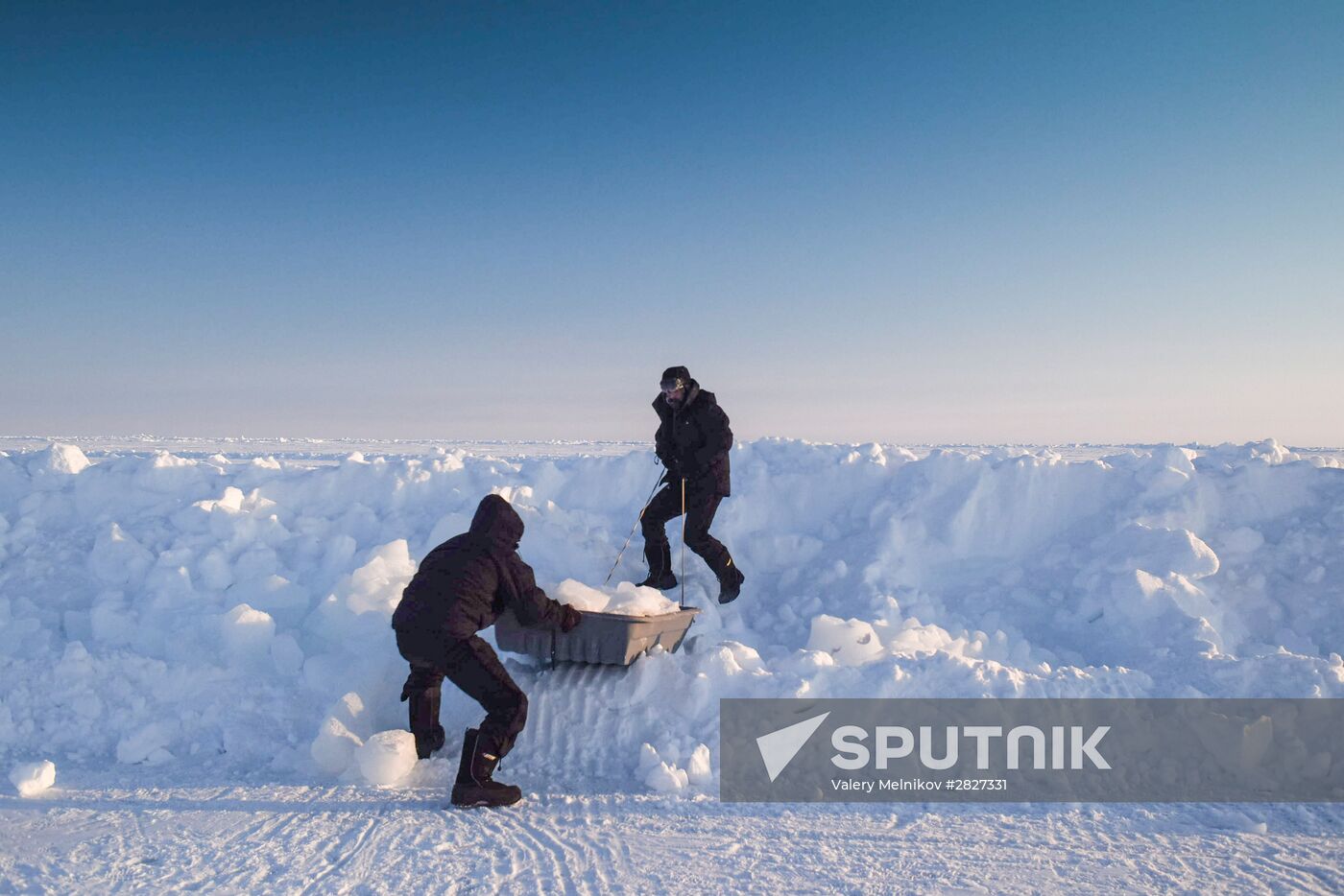 Barneo drift ice camp in Arctic