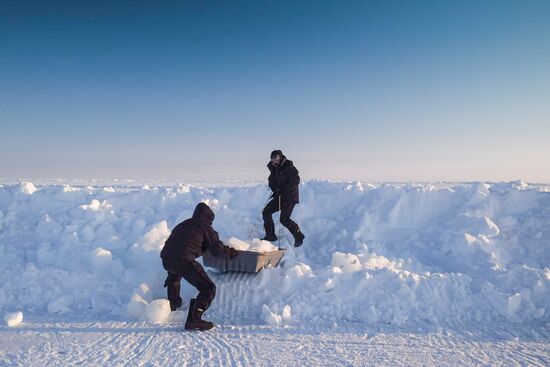 Barneo drift ice camp in Arctic