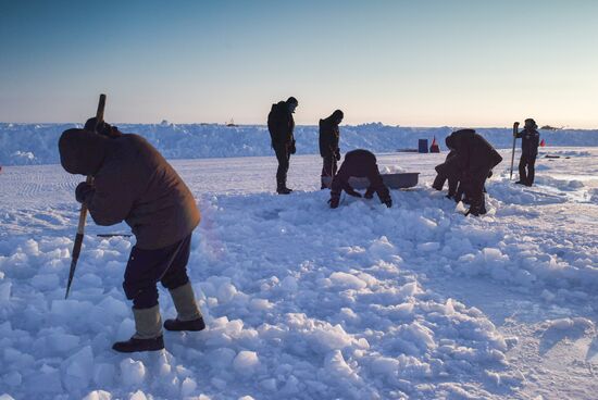 Barneo drift ice camp in Arctic