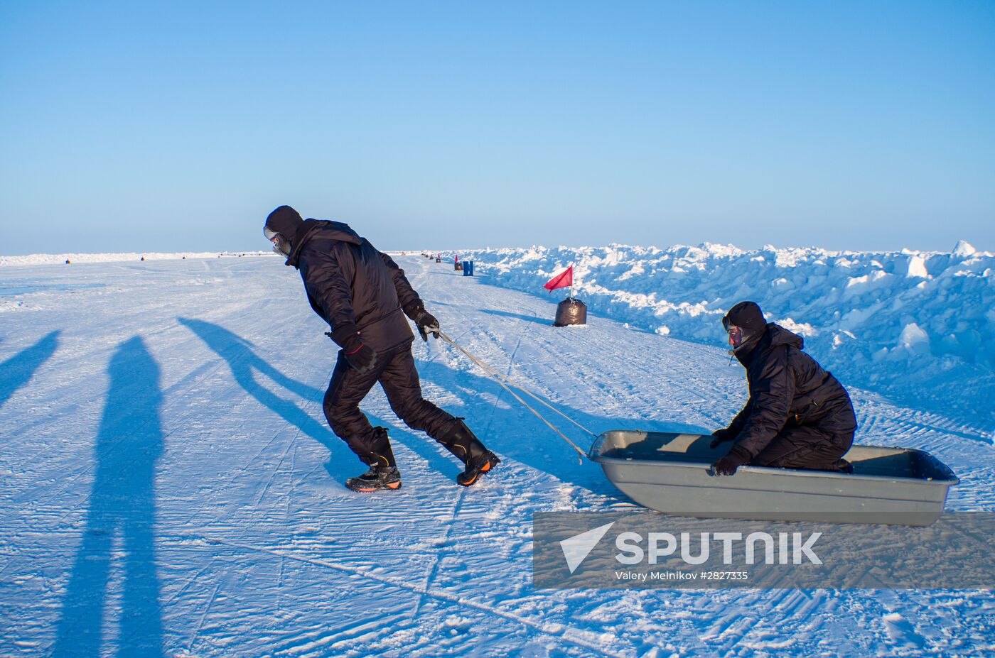 Barneo drift ice camp in Arctic