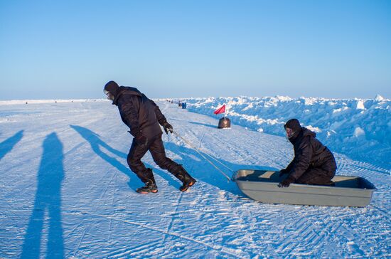 Barneo drift ice camp in Arctic
