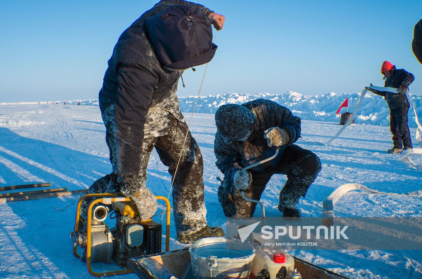 Barneo drift ice camp in Arctic