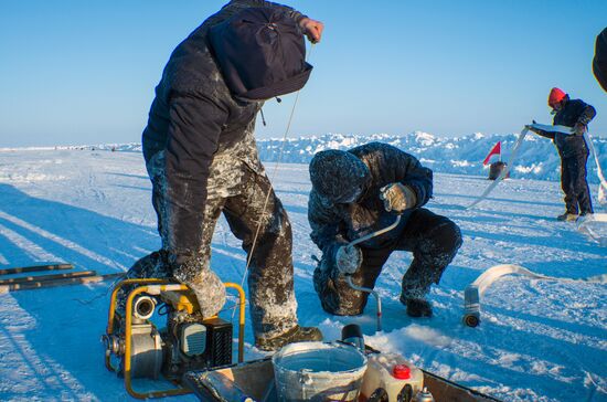 Barneo drift ice camp in Arctic