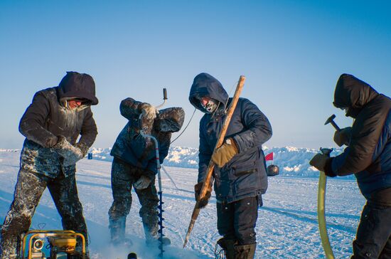 Barneo drift ice camp in Arctic