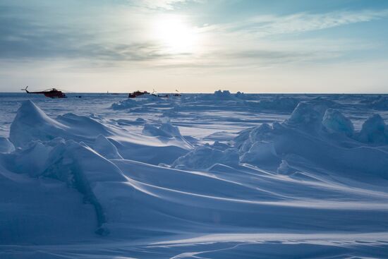 Barneo drift ice camp in Arctic