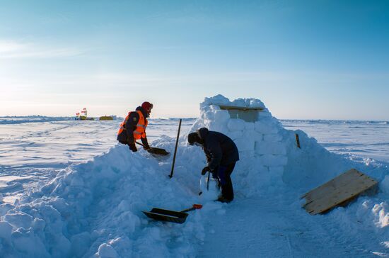 Barneo drift ice camp in Arctic