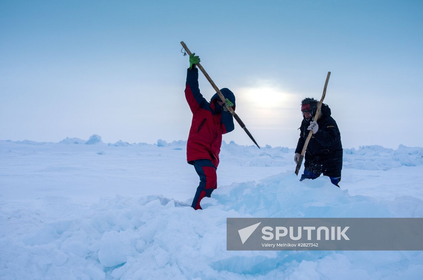 Barneo drift ice camp in Arctic