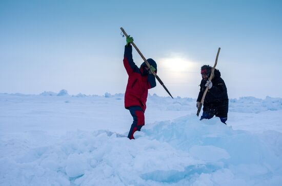 Barneo drift ice camp in Arctic