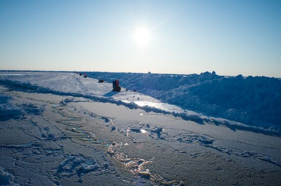 Barneo drift ice camp in Arctic