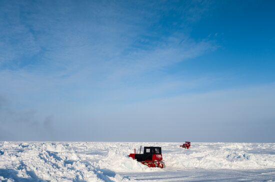 Barneo drift ice camp in Arctic