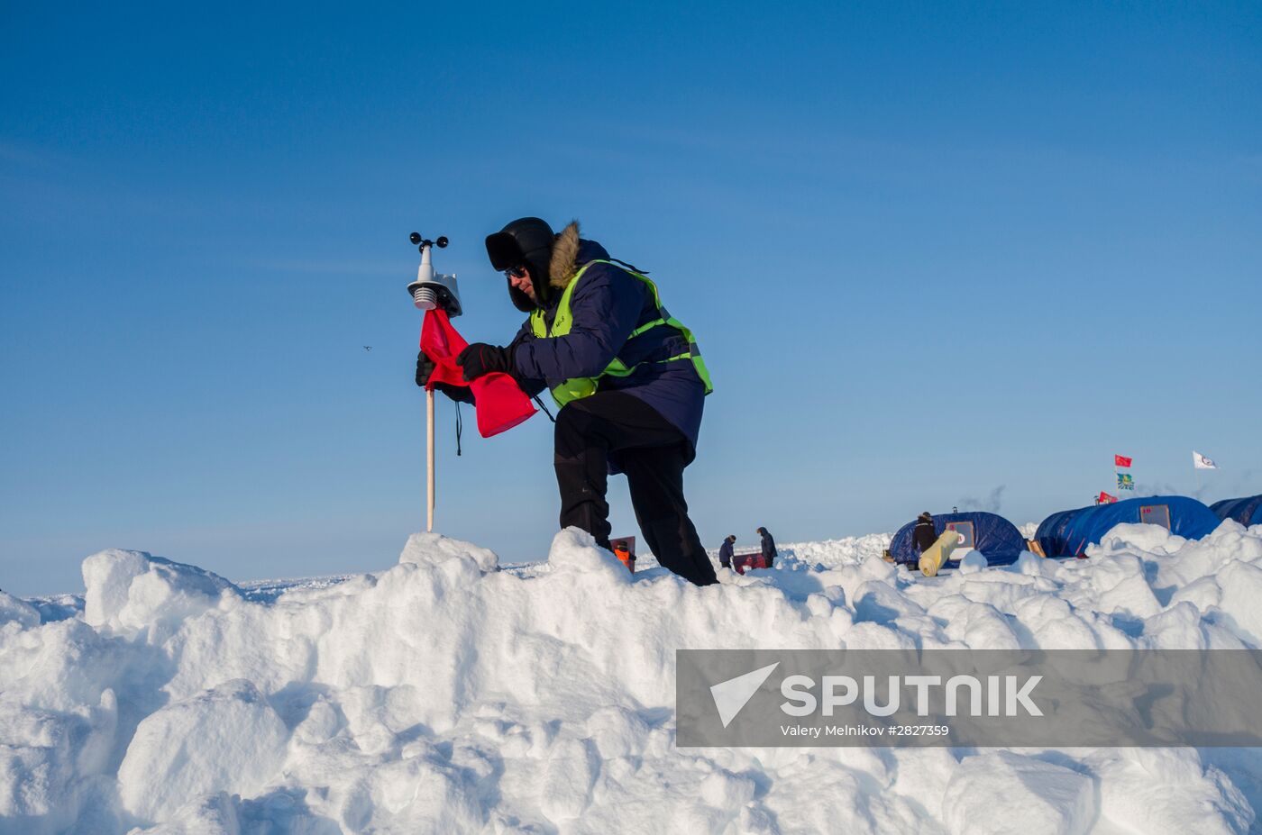Barneo drift ice camp in Arctic