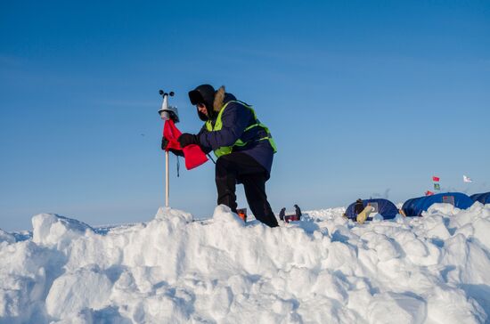 Barneo drift ice camp in Arctic