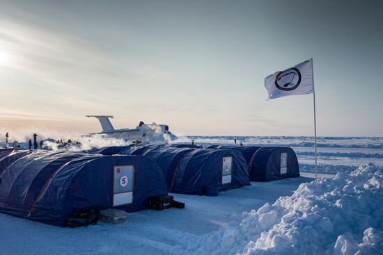 Barneo drift ice camp in Arctic