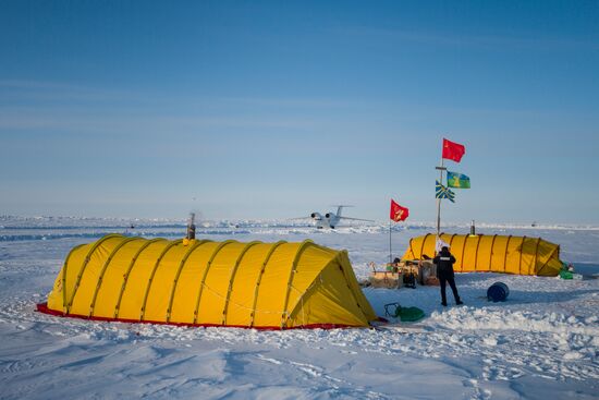 Barneo drift ice camp in Arctic