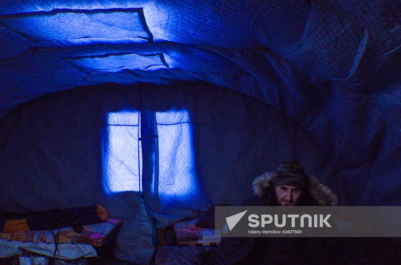 Barneo drift ice camp in Arctic