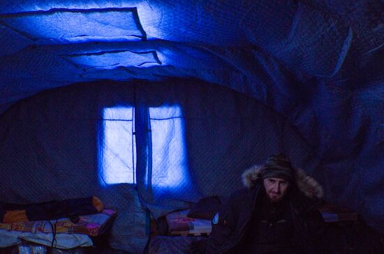 Barneo drift ice camp in Arctic