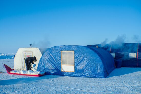 Barneo drift ice camp in Arctic