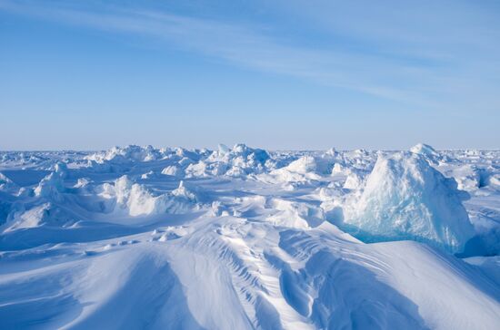 Barneo drift ice camp in Arctic