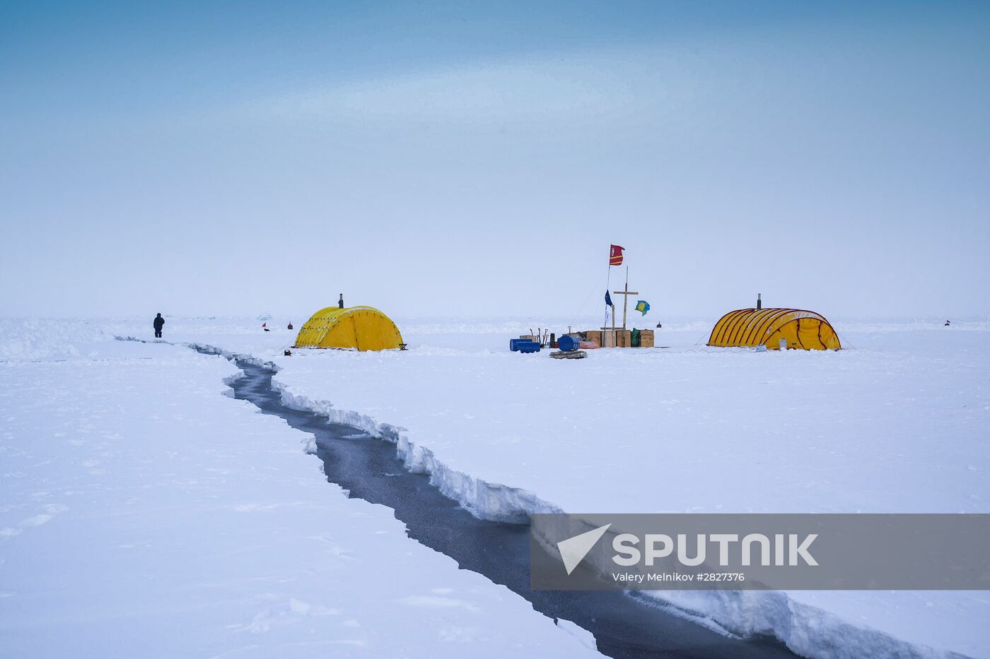 Barneo drift ice camp in Arctic