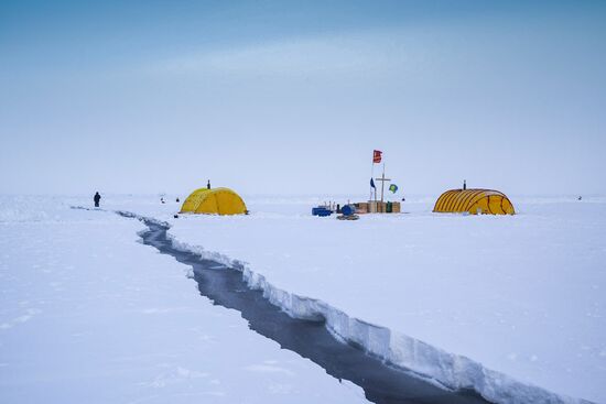 Barneo drift ice camp in Arctic