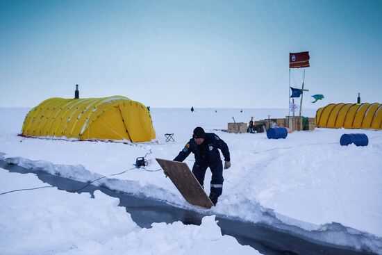 Barneo drift ice camp in Arctic