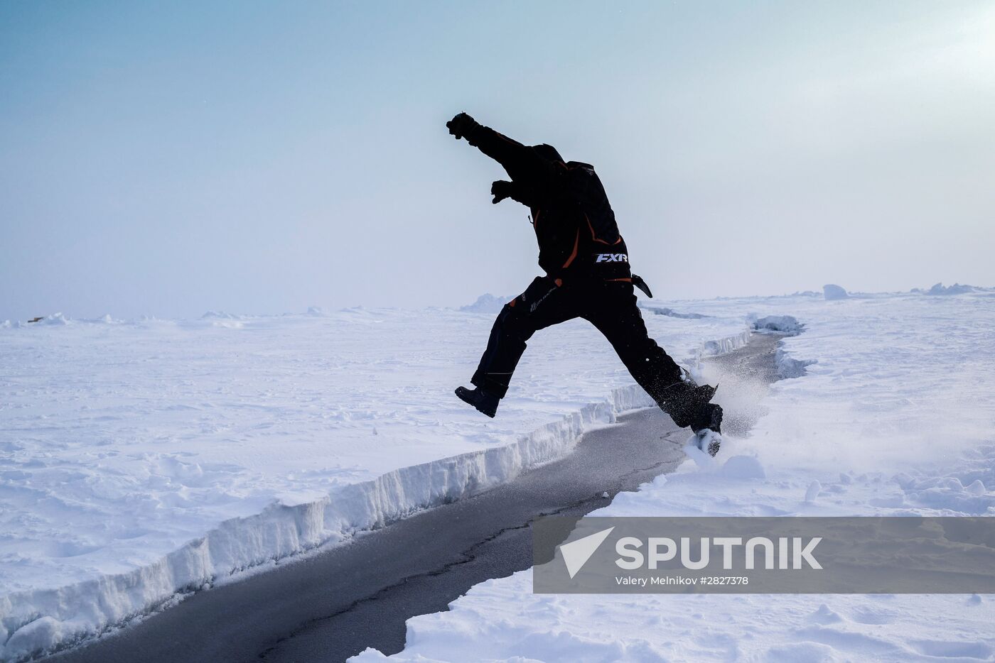Barneo drift ice camp in Arctic