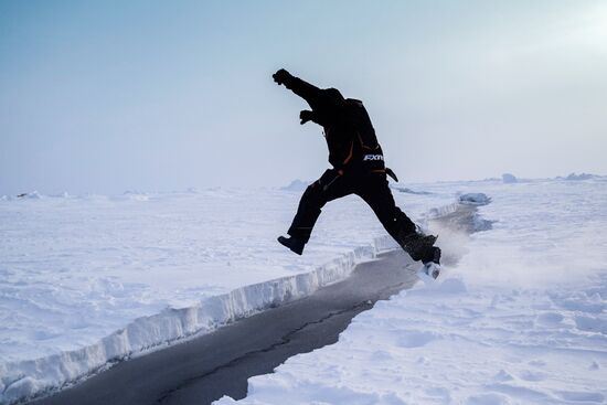 Barneo drift ice camp in Arctic