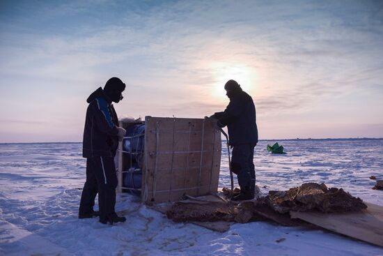 Barneo drift ice camp in Arctic