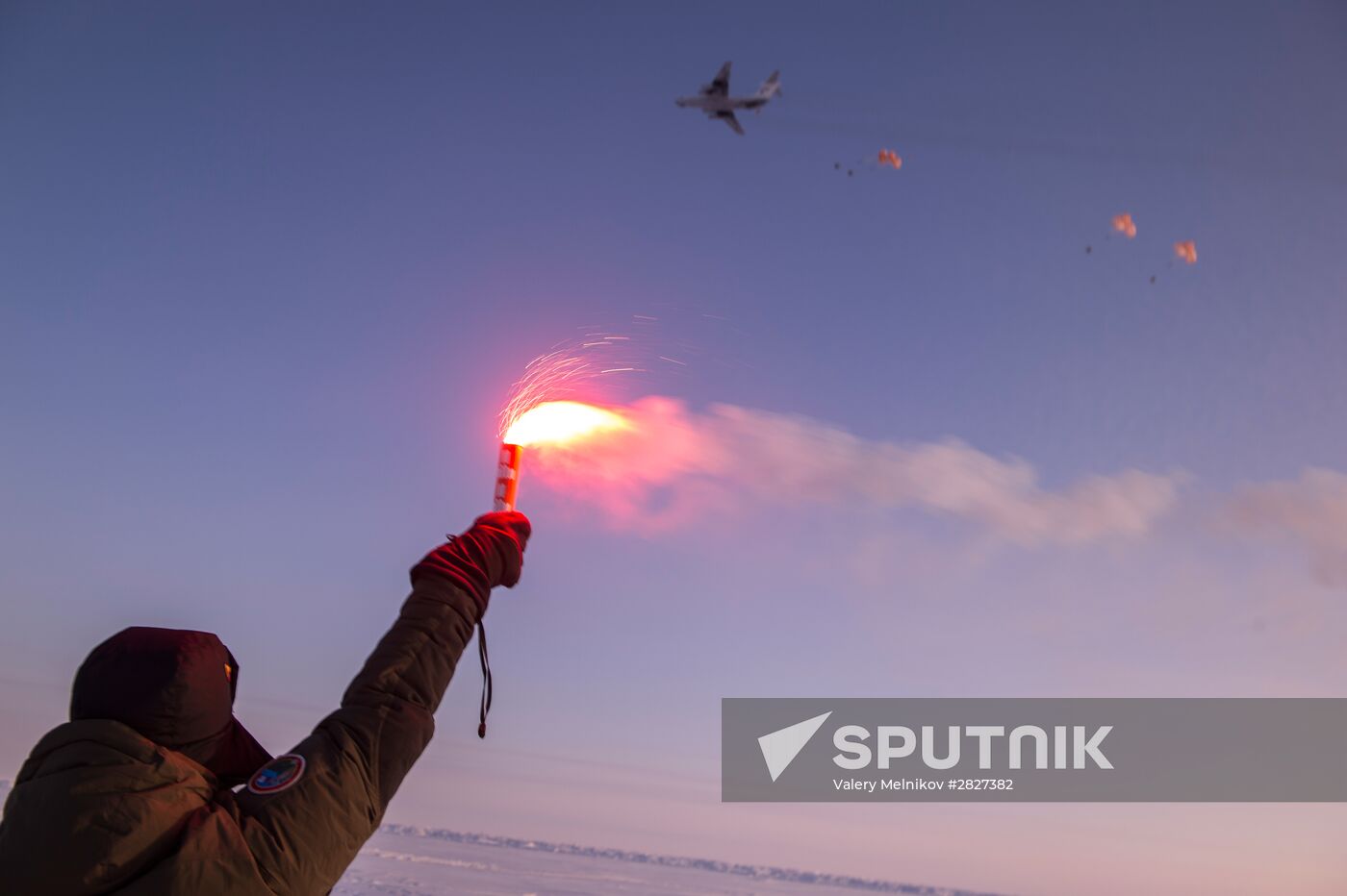 Barneo drift ice camp in Arctic