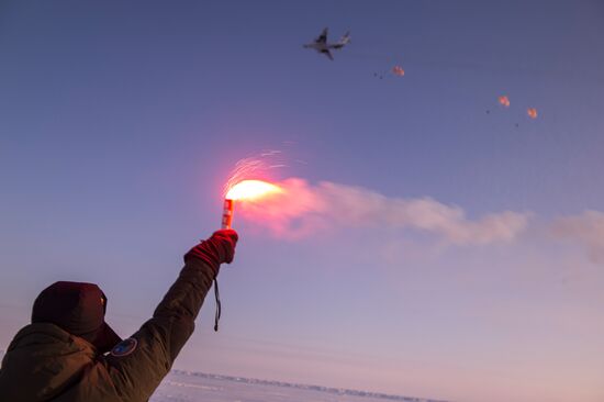 Barneo drift ice camp in Arctic