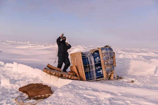 Barneo drift ice camp in Arctic