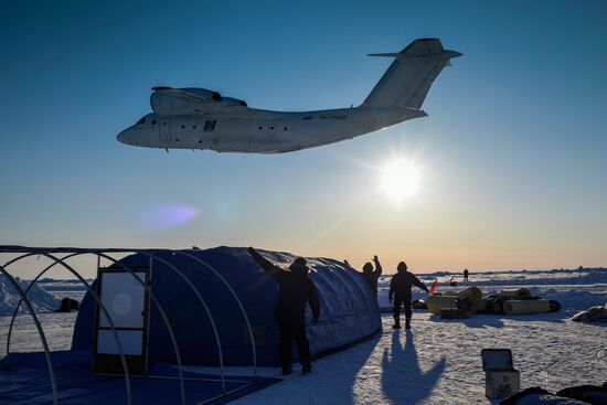 Barneo drift ice camp in Arctic