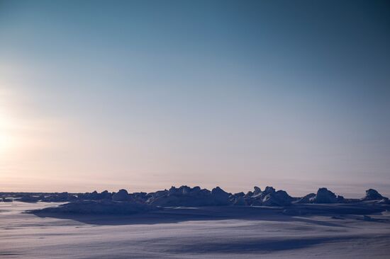 Barneo drift ice camp in Arctic