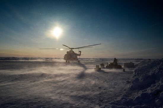 Barneo drift ice camp in Arctic