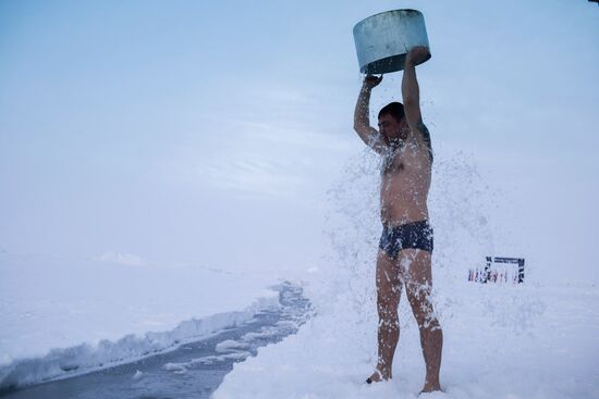 Barneo drift ice camp in Arctic