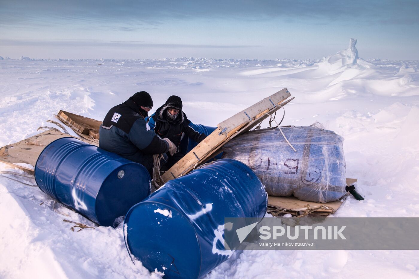 Barneo drift ice camp in Arctic