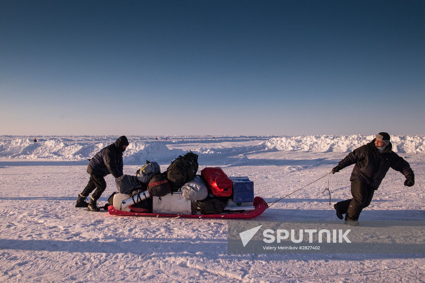 Barneo drift ice camp in Arctic