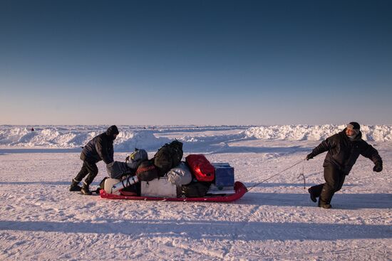 Barneo drift ice camp in Arctic