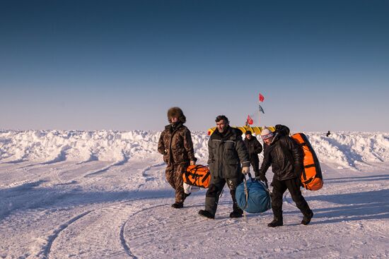 Barneo drift ice camp in Arctic