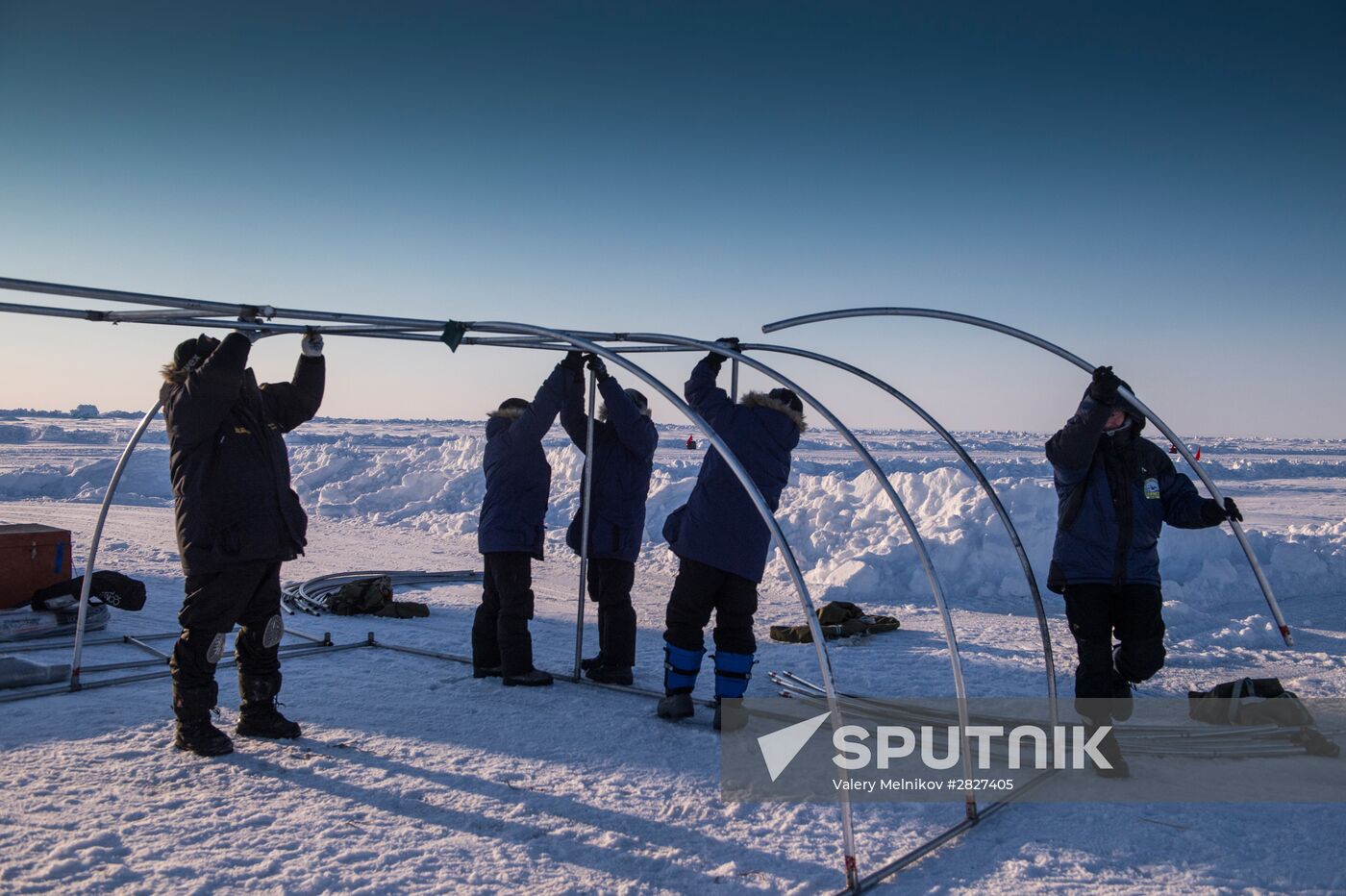 Barneo drift ice camp in Arctic