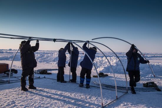 Barneo drift ice camp in Arctic