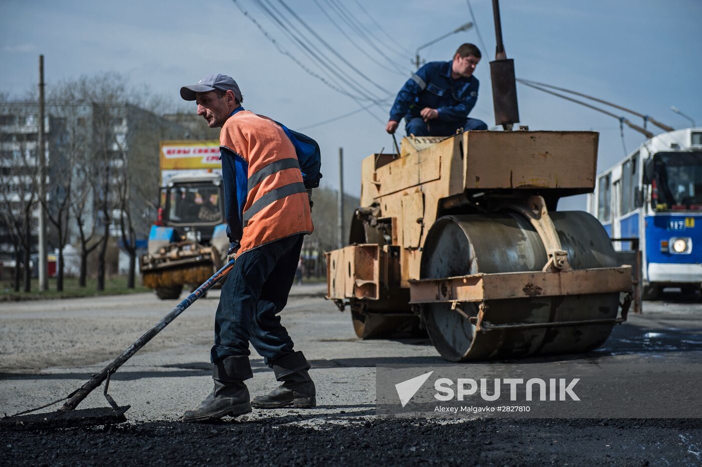 Road repairs in Omsk