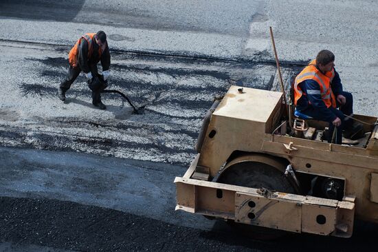 Road repairs in Omsk