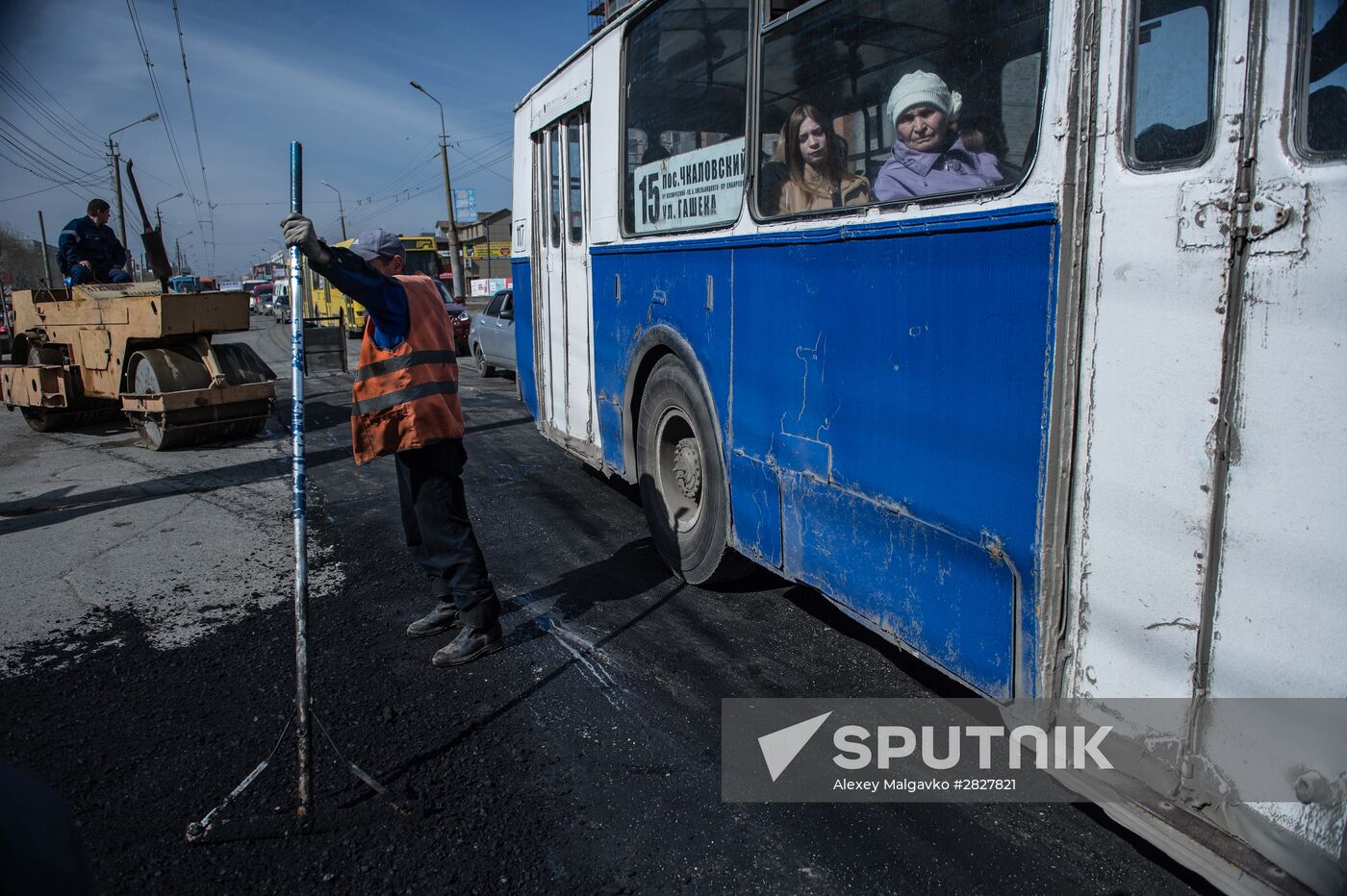 Road repairs in Omsk